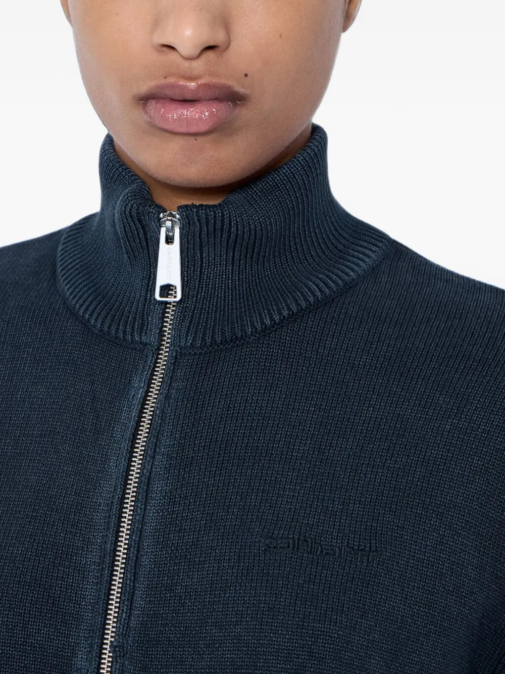 Carhartt WIP Kori high-neck zip-up cardigan Blauw