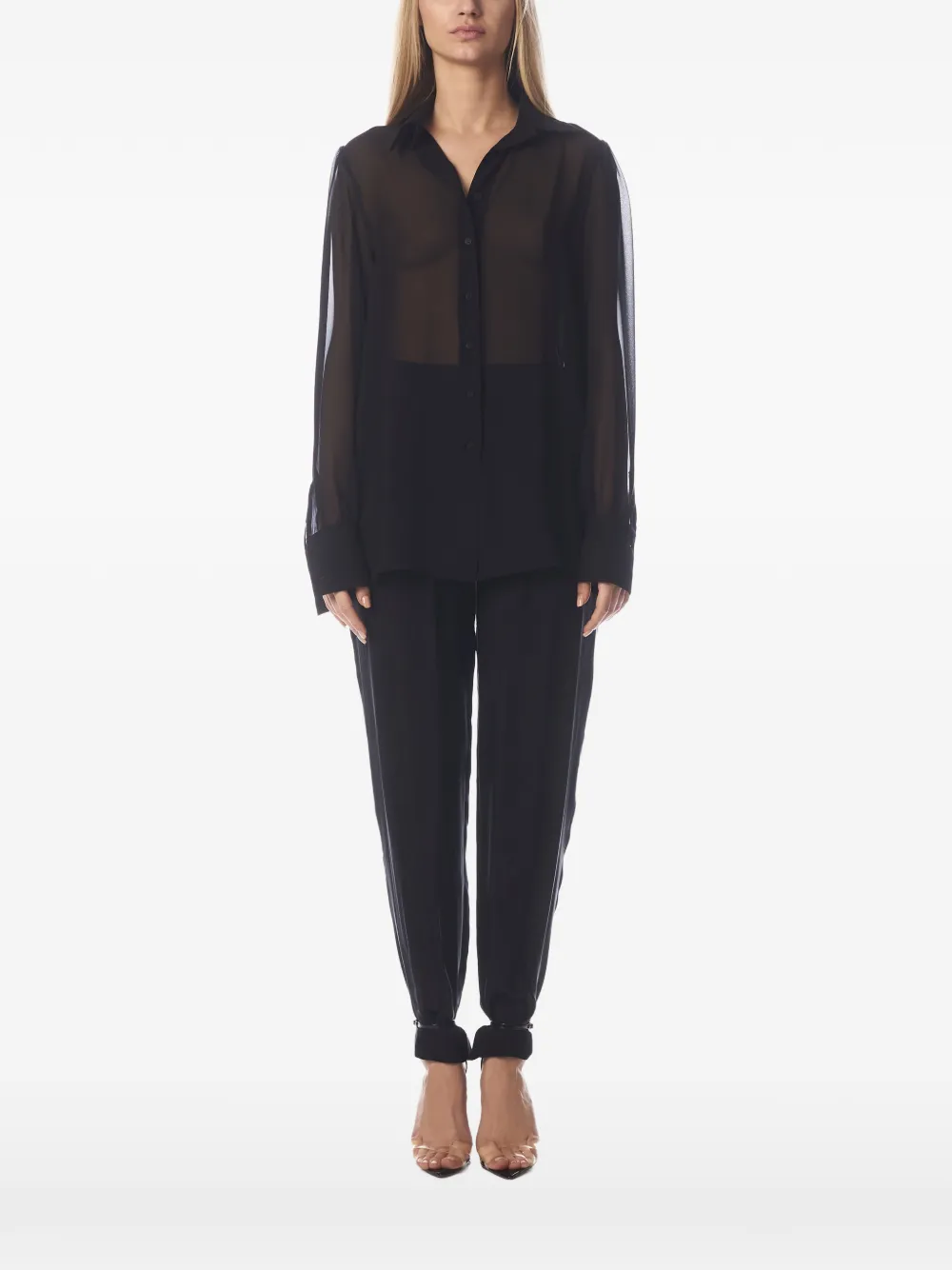 Tessitura semi-sheer silk shirt