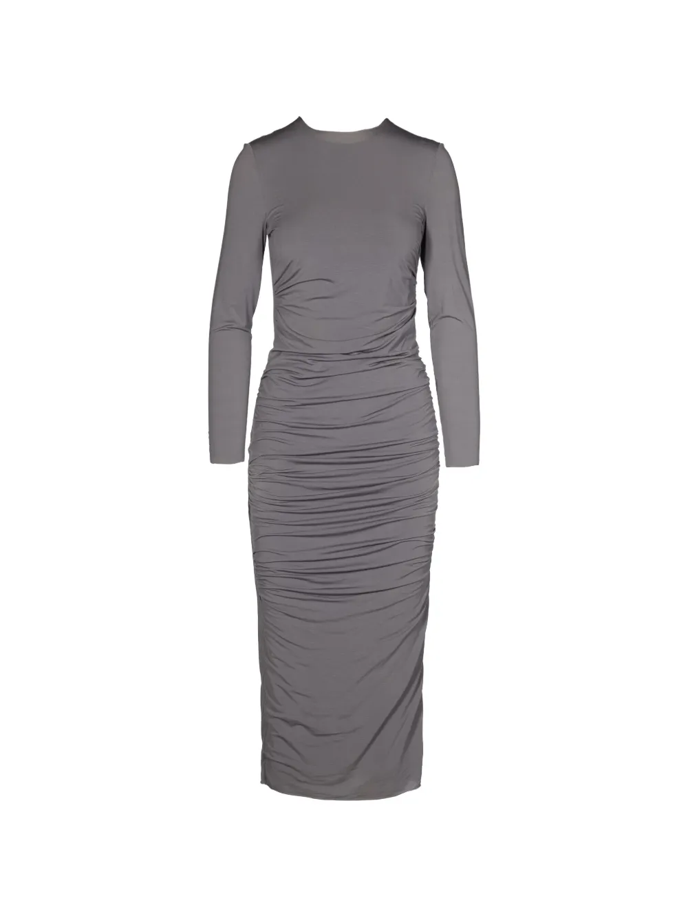 Tessitura draped long-sleeved fitted midi dress