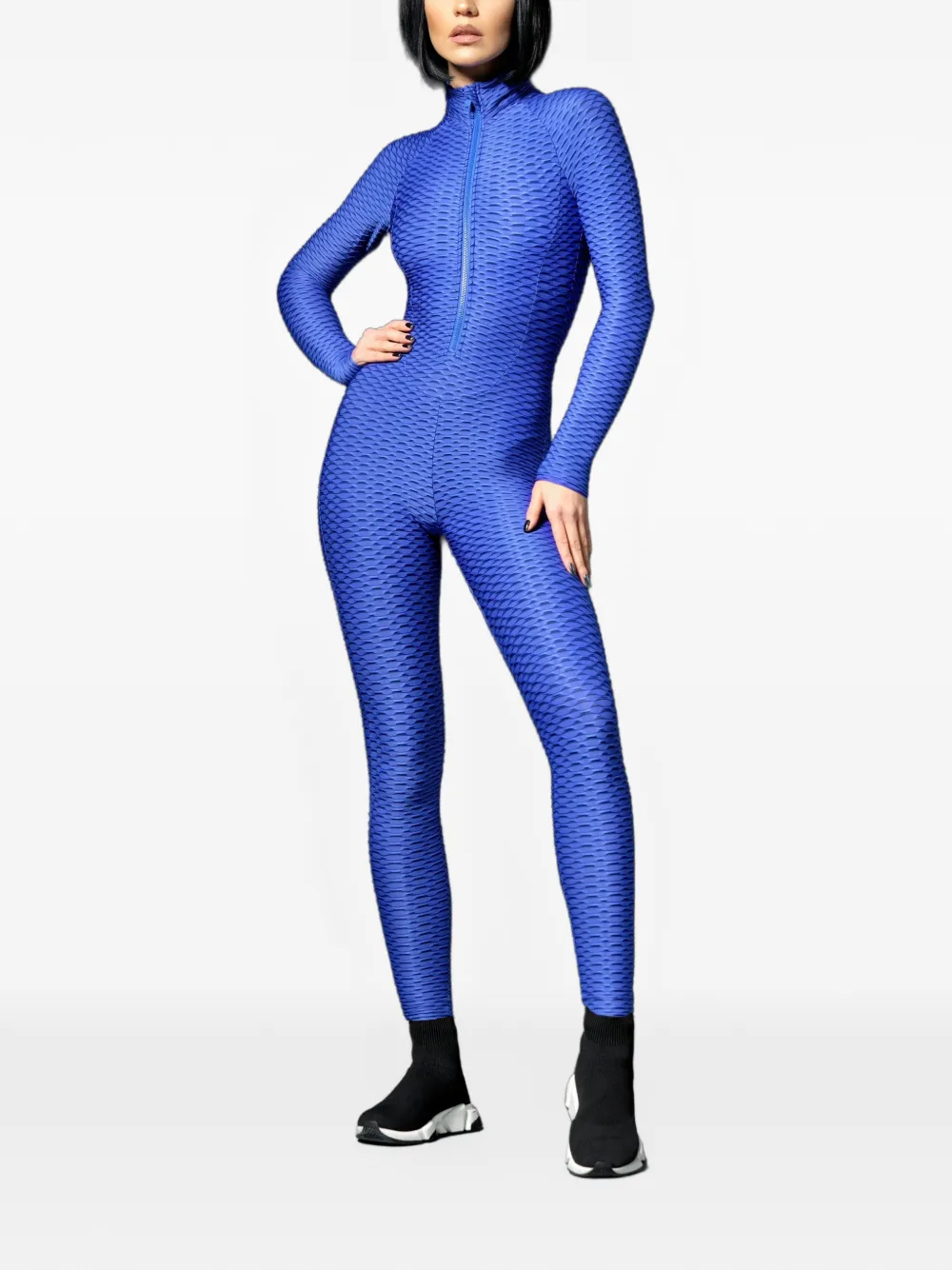 Tessitura 3D Move long-sleeved fitted jumpsuit Blauw