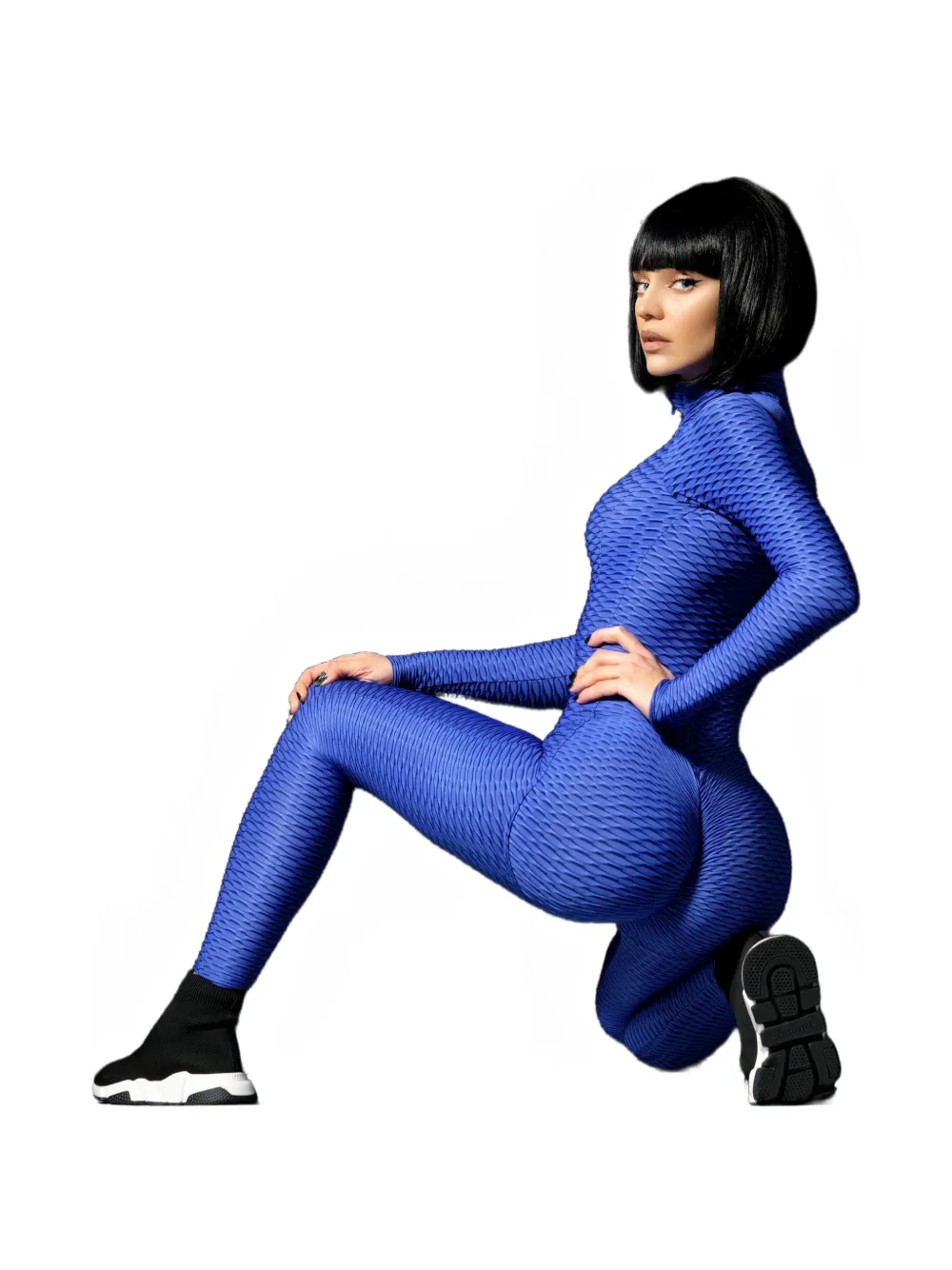 Tessitura 3D Move long-sleeved fitted jumpsuit Blauw