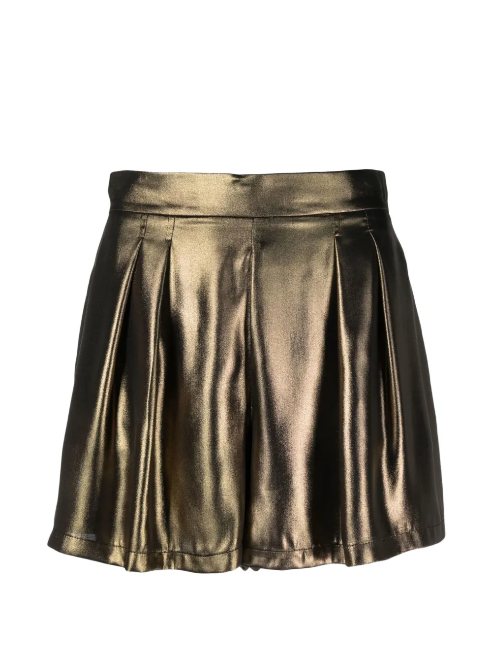 Tessitura pleated metallic mini shorts