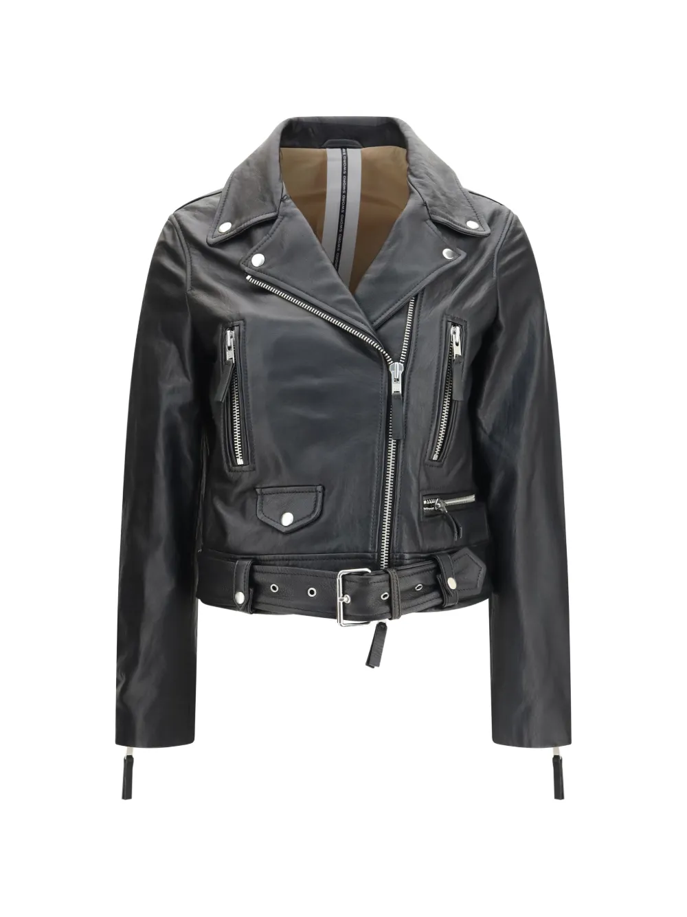 Sword 6.6.44 Belted Leather Jacket In Schwarz