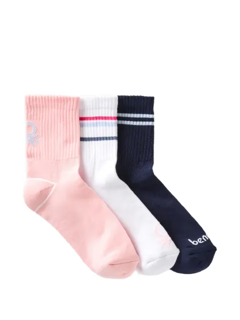 Benetton set de tres pares de calcetines con logo bordado