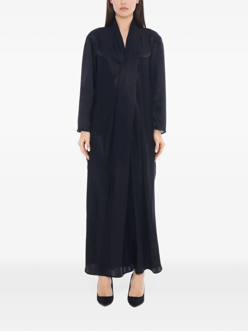 Tessitura Abaya Silk Maxi Dress In Black