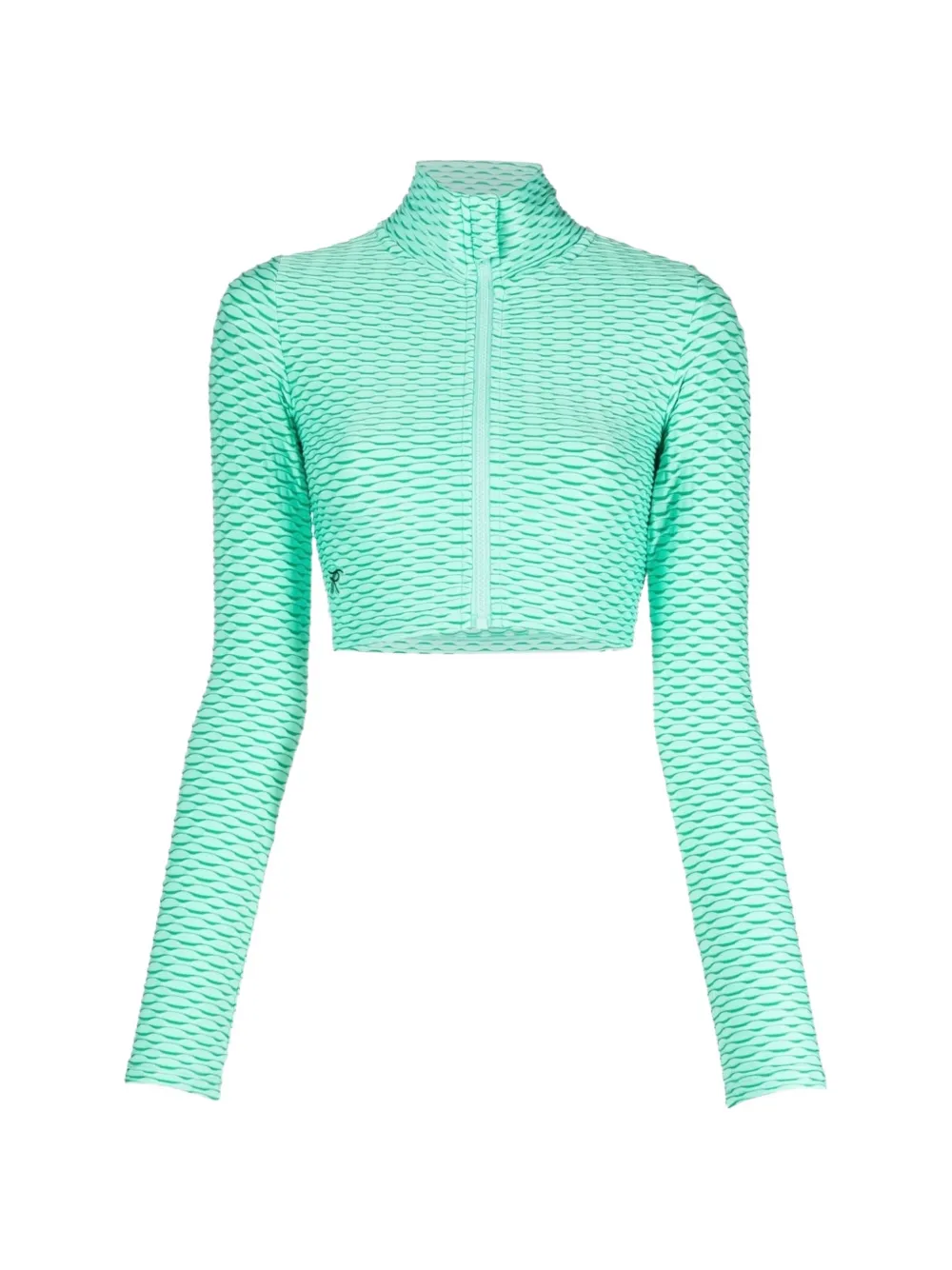 Tessitura Body Couture 3D texture zip-up cropped track jacket