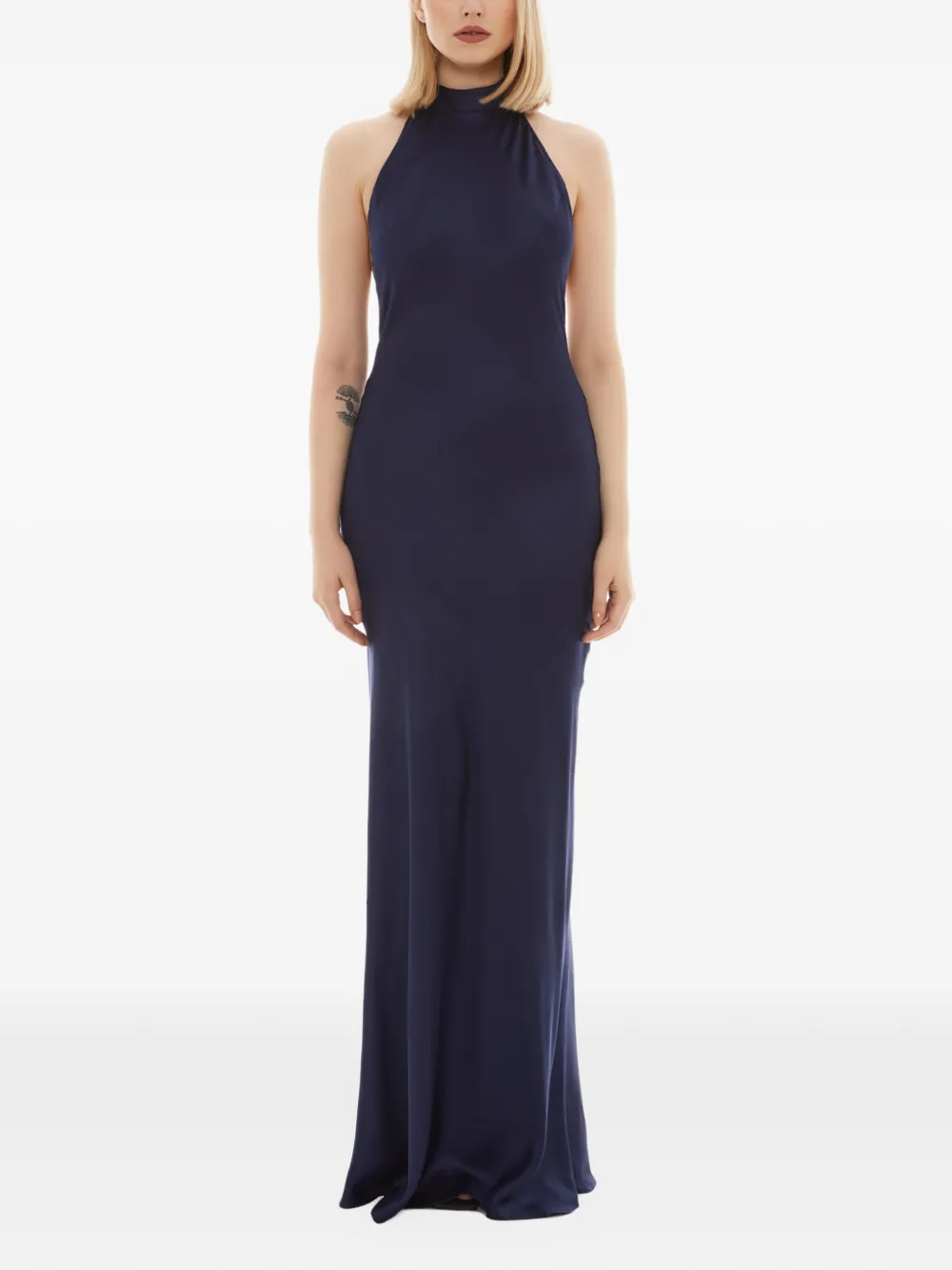 Tessitura halterneck backless-flared maxi dress