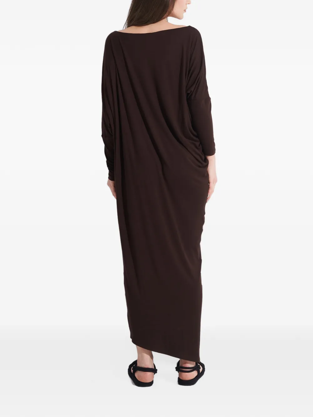 Tessitura draped-asymmetric maxi dress Bruin