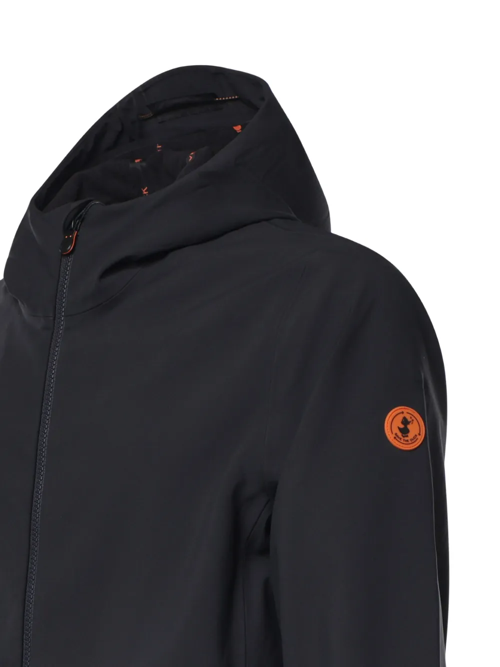 Save The Duck logo-patch hooded jacket Zwart
