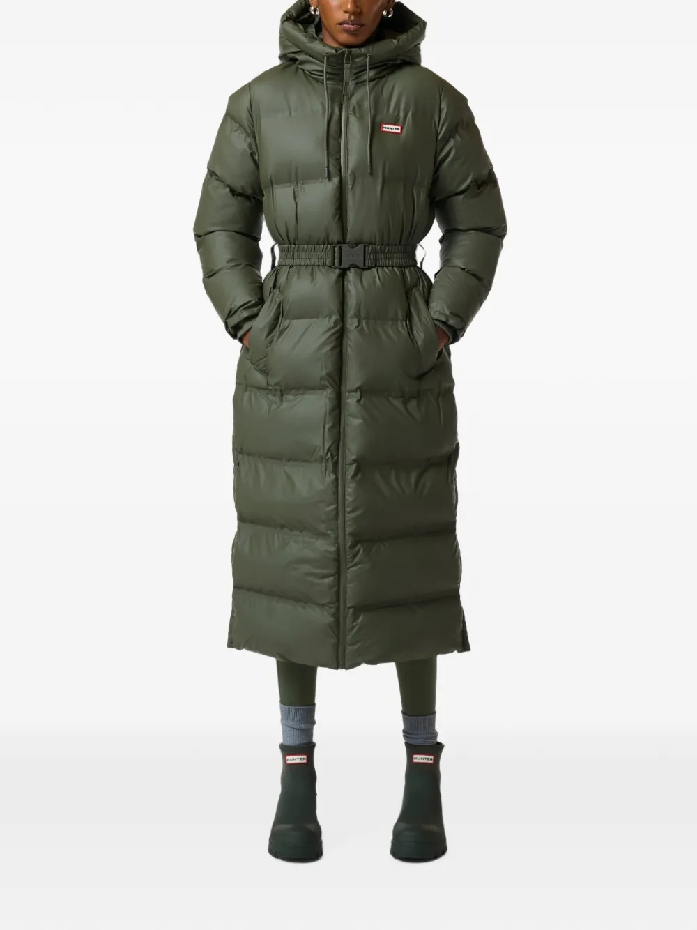 Hunter Hutchison belt-fastening oversized coat Groen