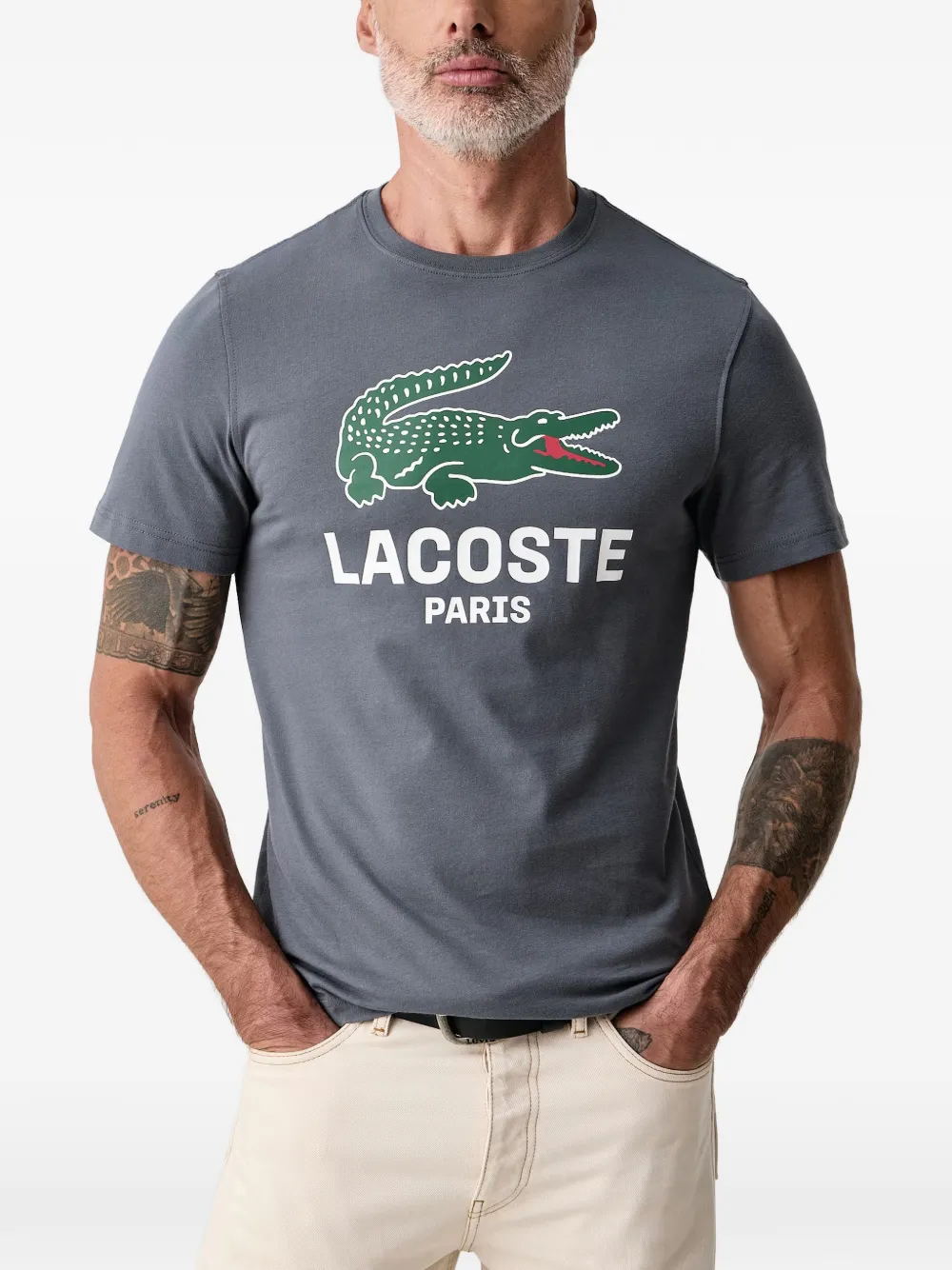 Lacoste logo-print T-shirt Grijs
