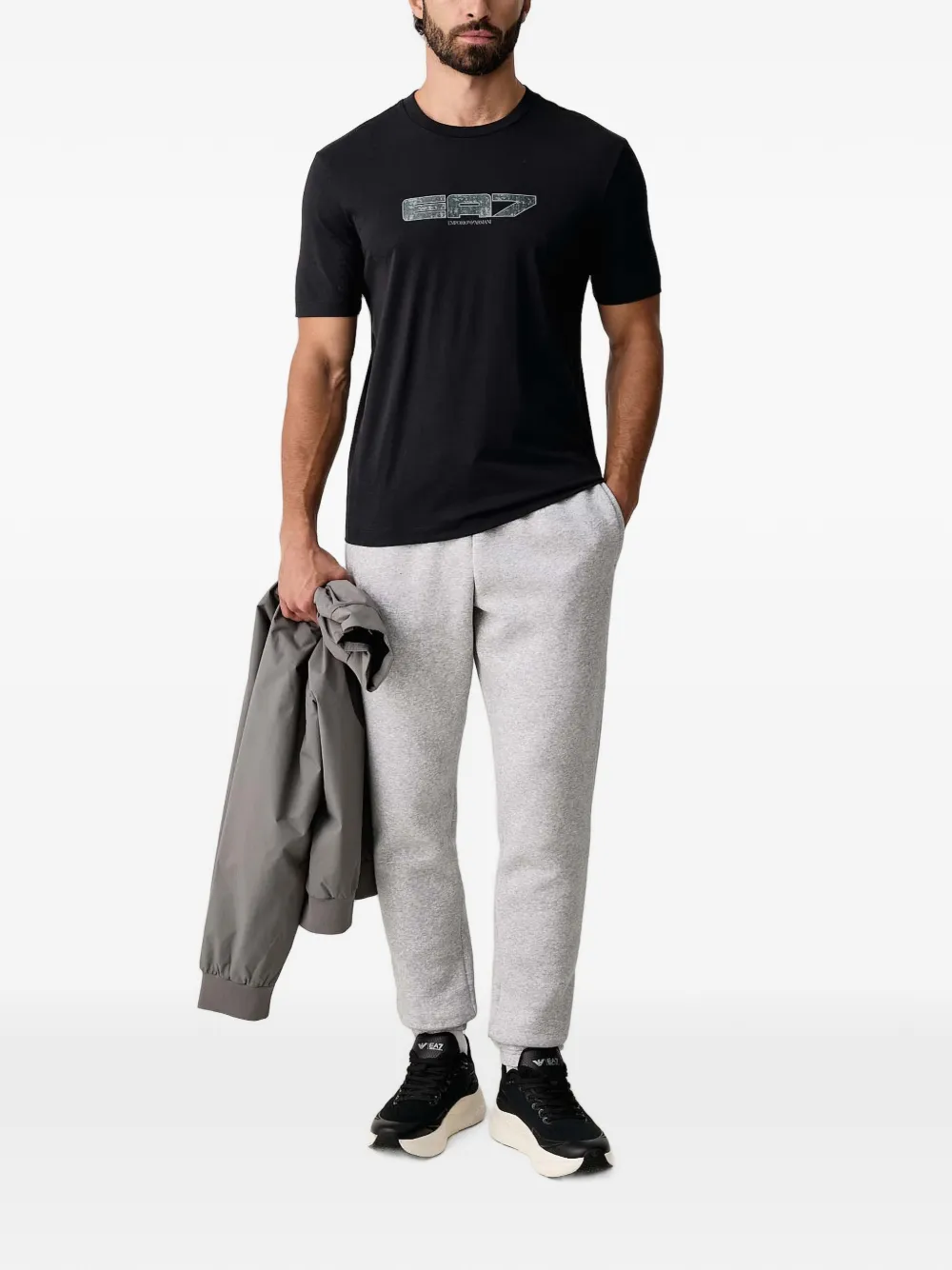 Ea7 Emporio Armani Katoenen T-shirt met logoprint Zwart
