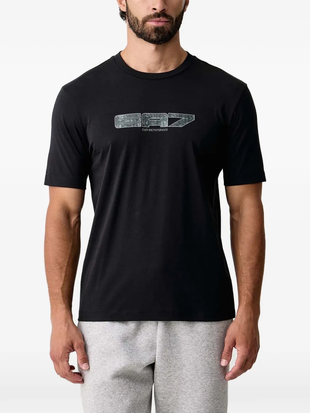 Ea7 Emporio Armani t-shirt en coton à logo imprimé - Noir Ea7 Emporio Armani t-shirt en coton à logo imprimé - Noir