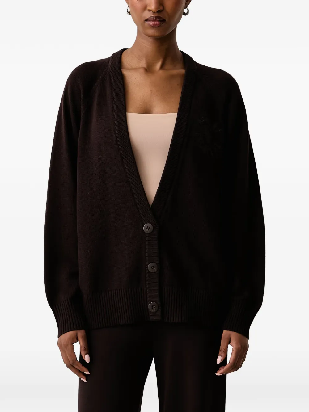 Armani Exchange logo-embroidered cardigan - Brown