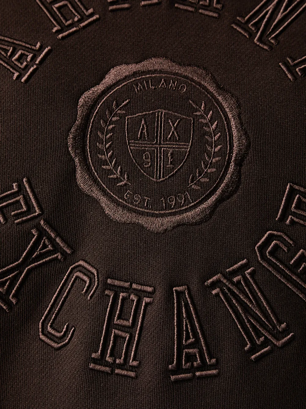 Armani Exchange Hoodie met raglanmouwen en geborduurd logo Bruin