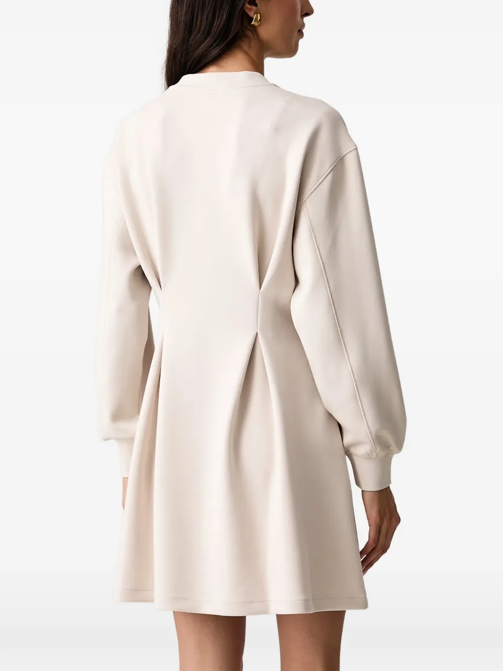 Armani Exchange Geplooide mini-jurk met pailletten en logo Beige