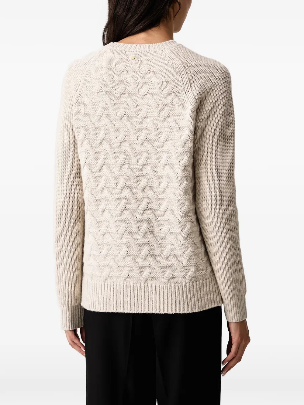 Armani Exchange Kabelgebreide trui met raglan mouwen Beige