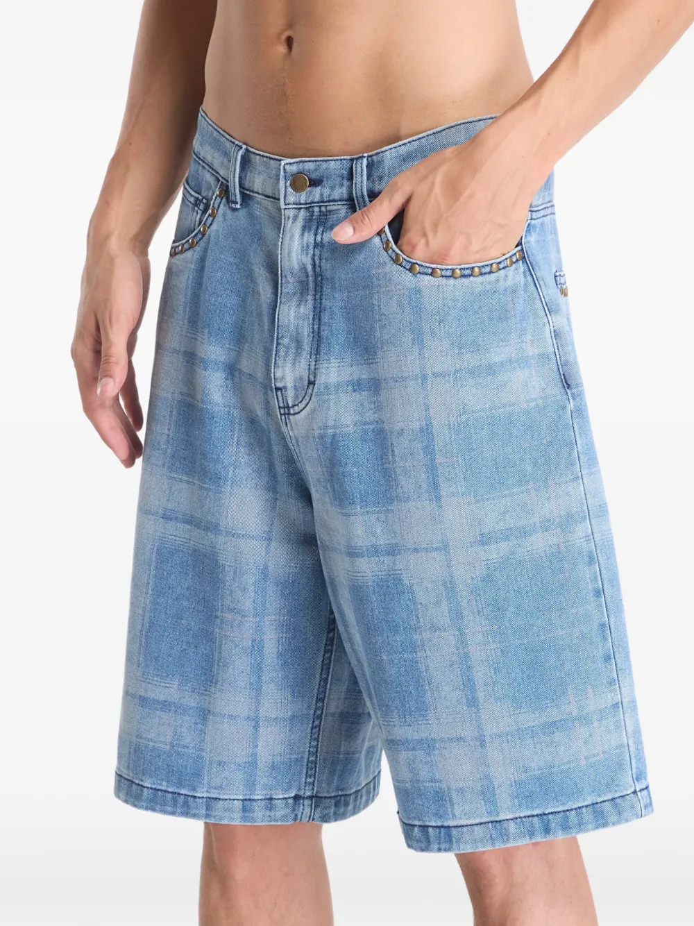 Pleasures Experiment check-pattern shorts Blauw