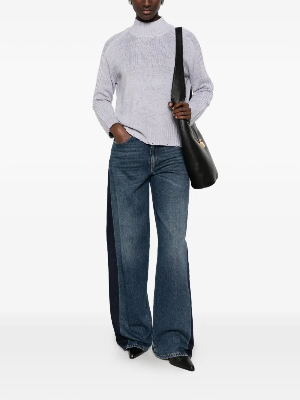 Nine In The Morning Gea tweekleurige jeans met wijde pijpen Blauw