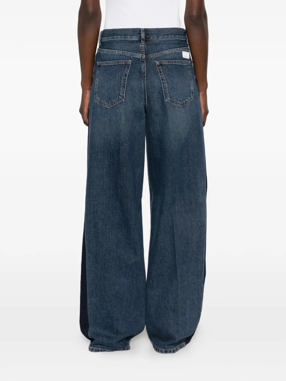 Nine In The Morning Gea tweekleurige jeans met wijde pijpen Blauw