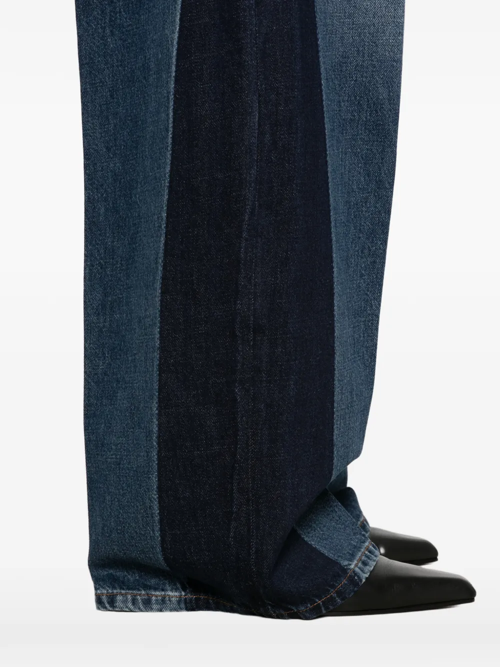 Nine In The Morning Gea tweekleurige jeans met wijde pijpen Blauw