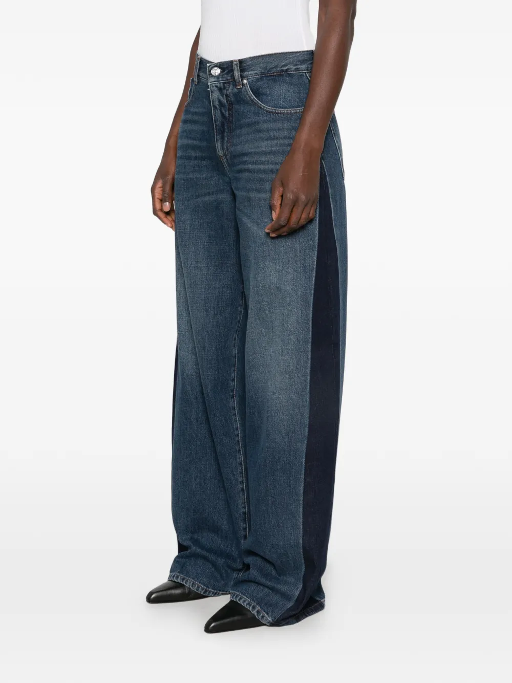 Nine In The Morning Gea tweekleurige jeans met wijde pijpen Blauw