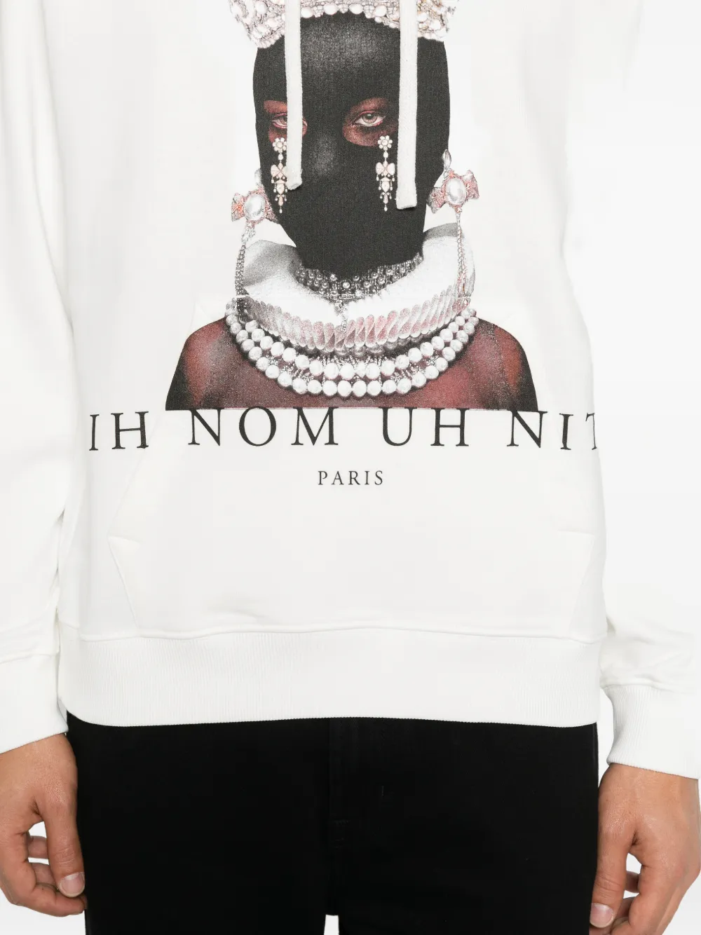 Ih Nom Uh Nit Hoodie met print Wit