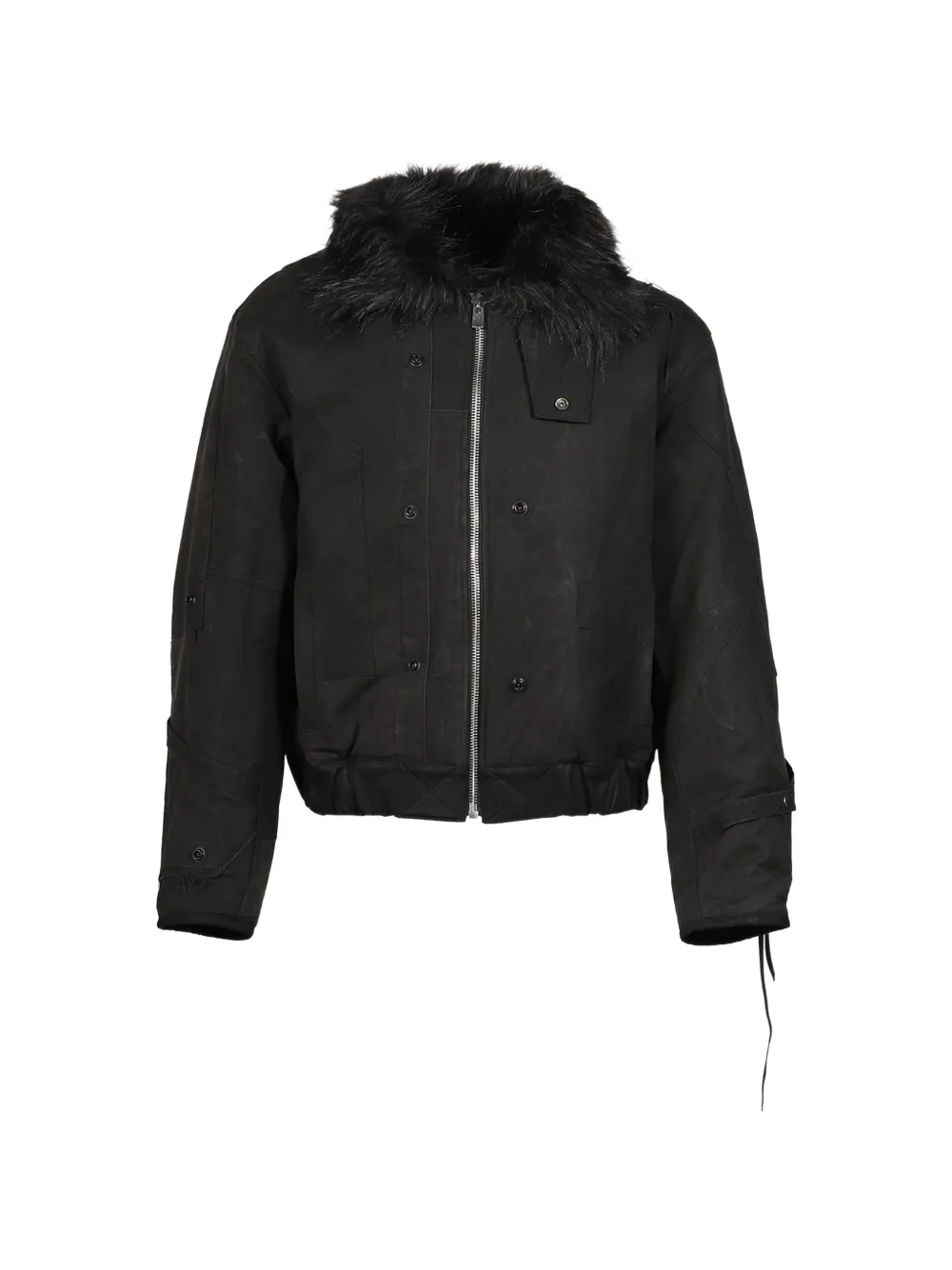 UNDER THE SIGN faux-fur patchwork bomber jacket - Schwarz