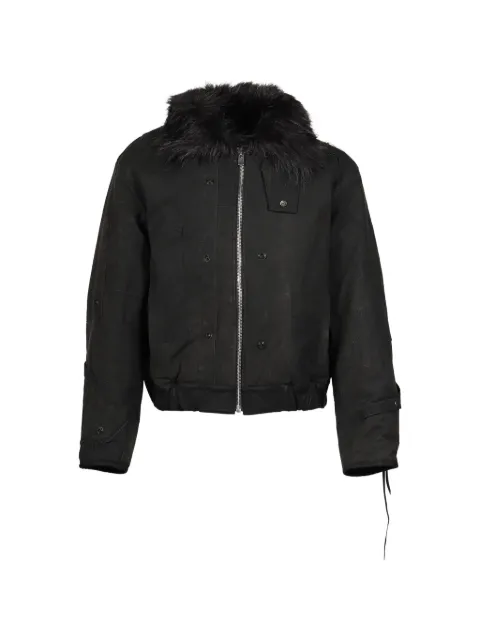 UNDER THE SIGN faux-fur patchwork bomber jacket