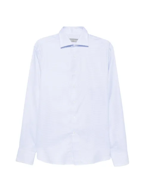 Canali micro-patterned spread-collar shirt