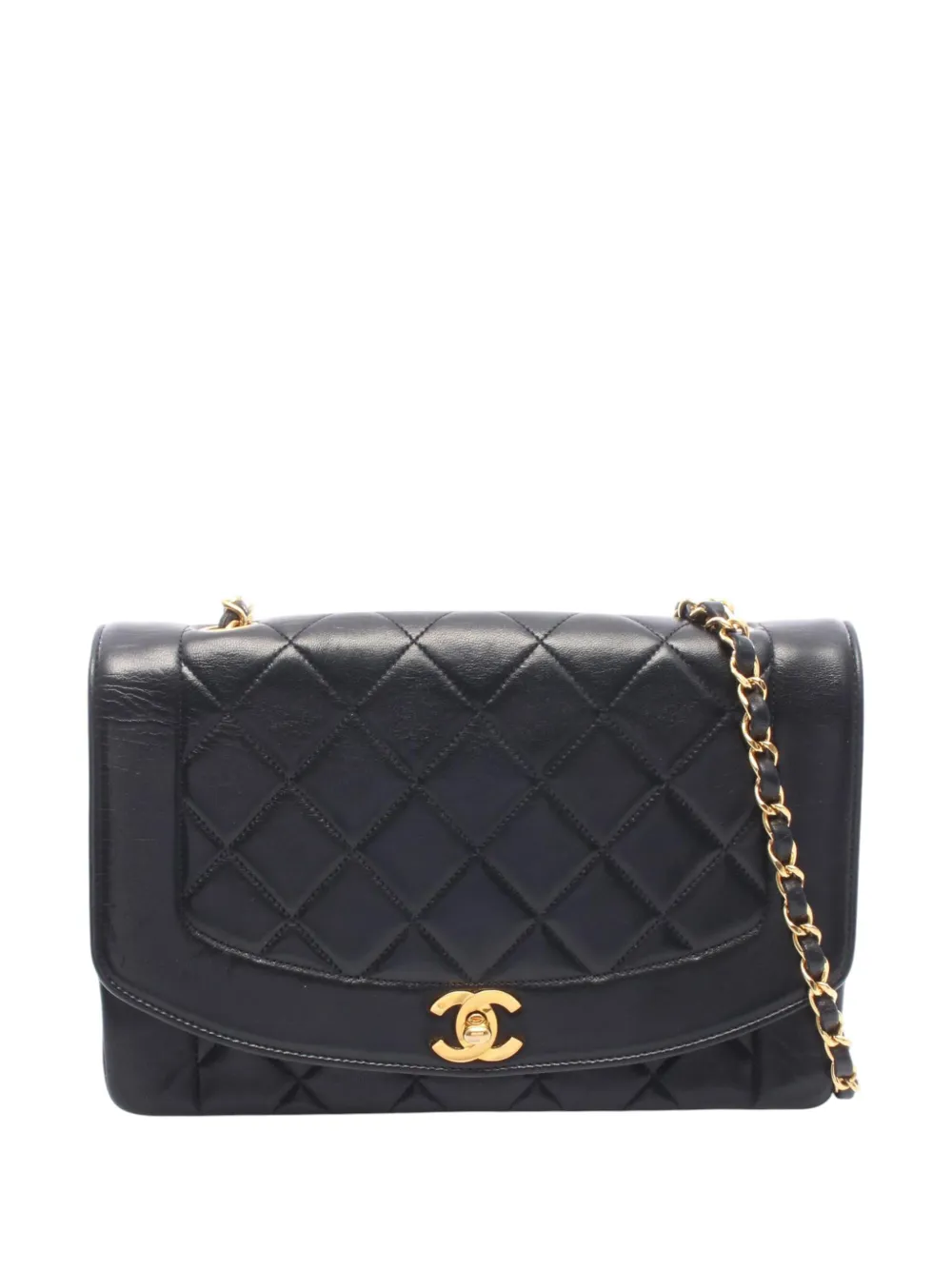 CHANEL Pre-Owned 1989-1991 Medium Lambskin Diana Flap crossbody bag - Nero