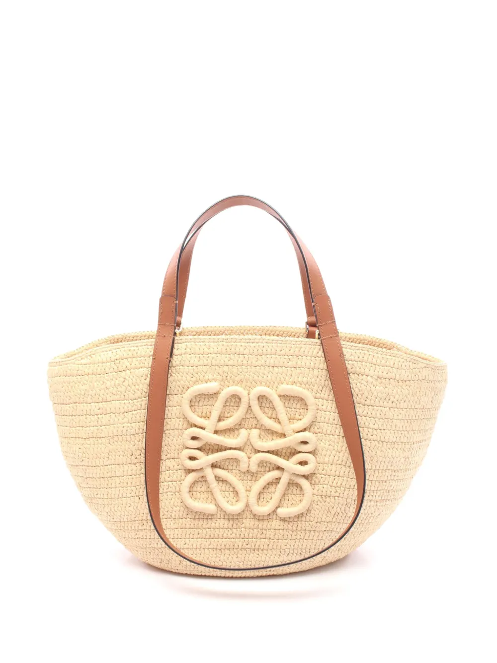 Loewe Pre-Owned 2010-2026 mittelgroße Eclipse Satchel-Tasche aus Raffiabast - Nude