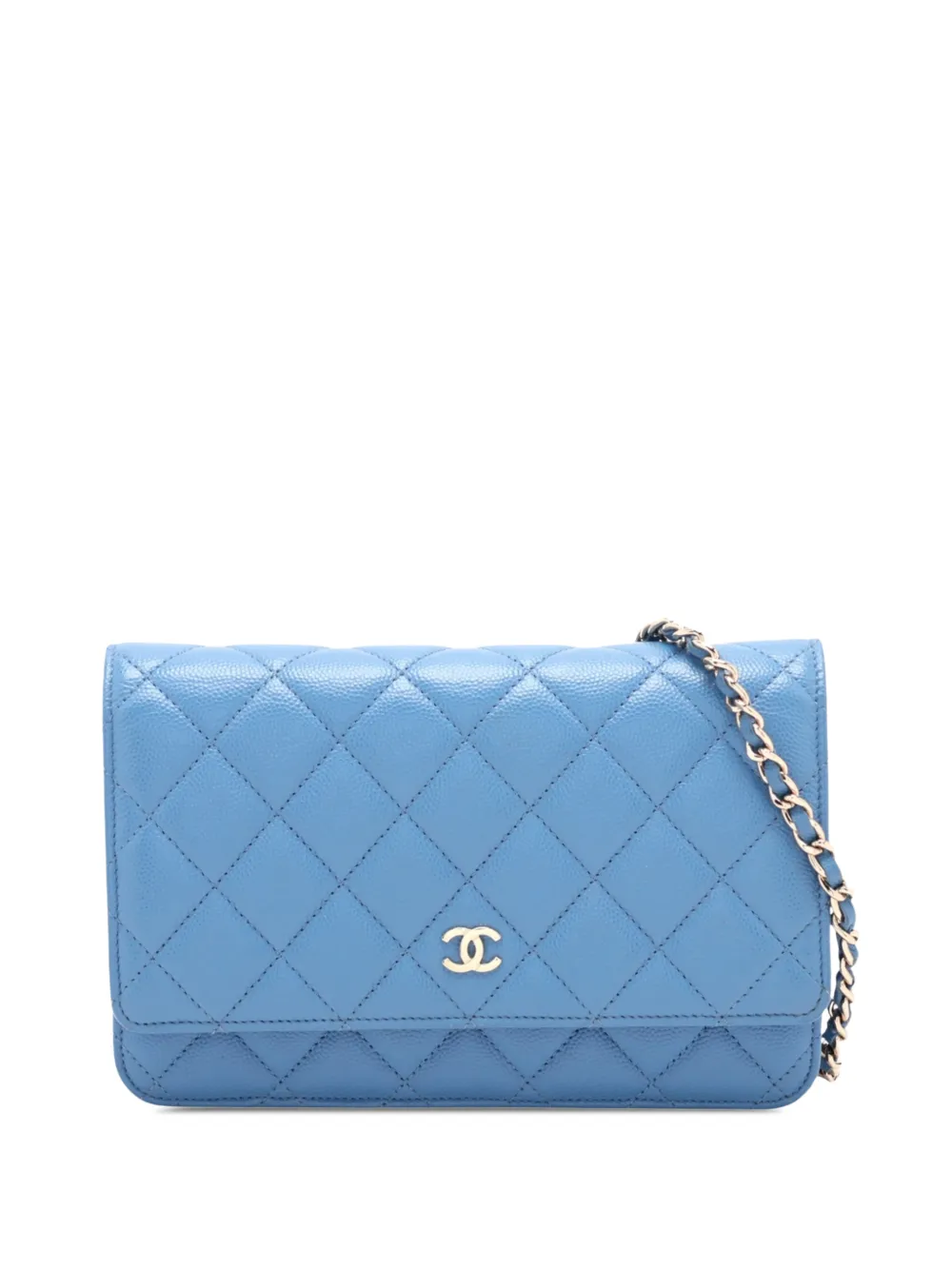 CHANEL Pre-Owned 2020 CC Quilted Caviar Wallet on Chain crossbody bag - Blu