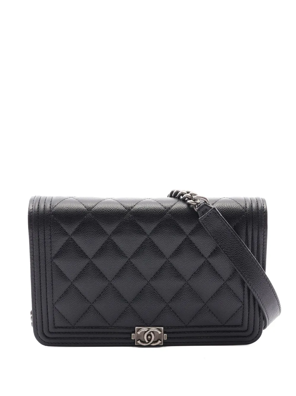 CHANEL Pre-Owned 2021-2026 Quilted Caviar Boy Wallet on Chain crossbody bag - Nero