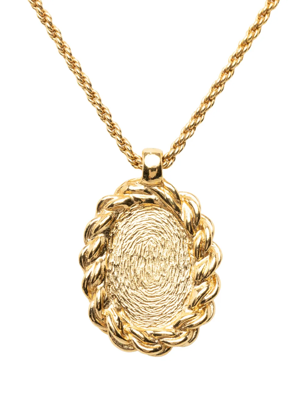 Dior Pre-owned 2000-2026 Gold Plated Resin Logo Oval Pendant Necklace Costume Necklace, view 3