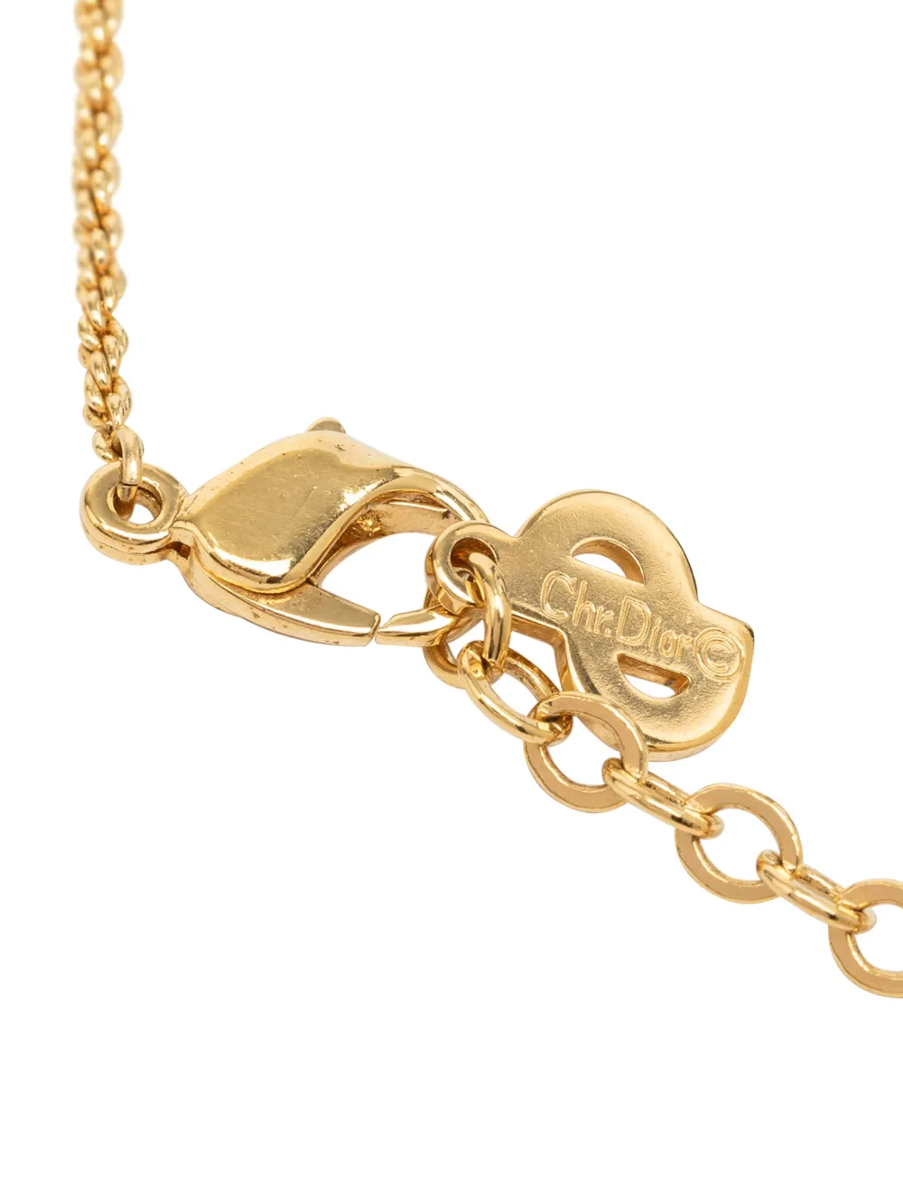 Dior Pre-owned 2000-2026 Gold Plated Resin Logo Oval Pendant Necklace Costume Necklace, view 5