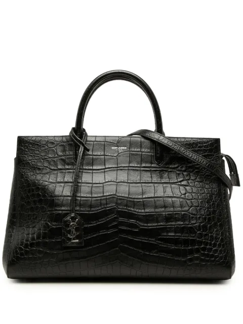 Saint Laurent Pre-Owned 2015 Medium Croc Embossed Calfskin Cabas Rive Gauche satchel