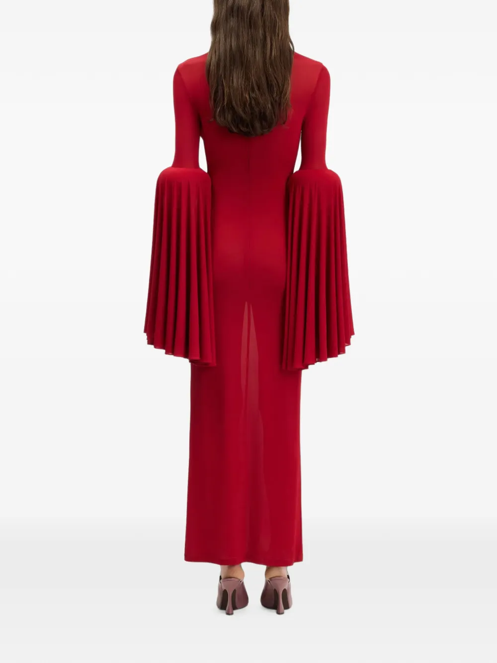Jean Paul Gaultier pleated-sleeve maxi dress Rood