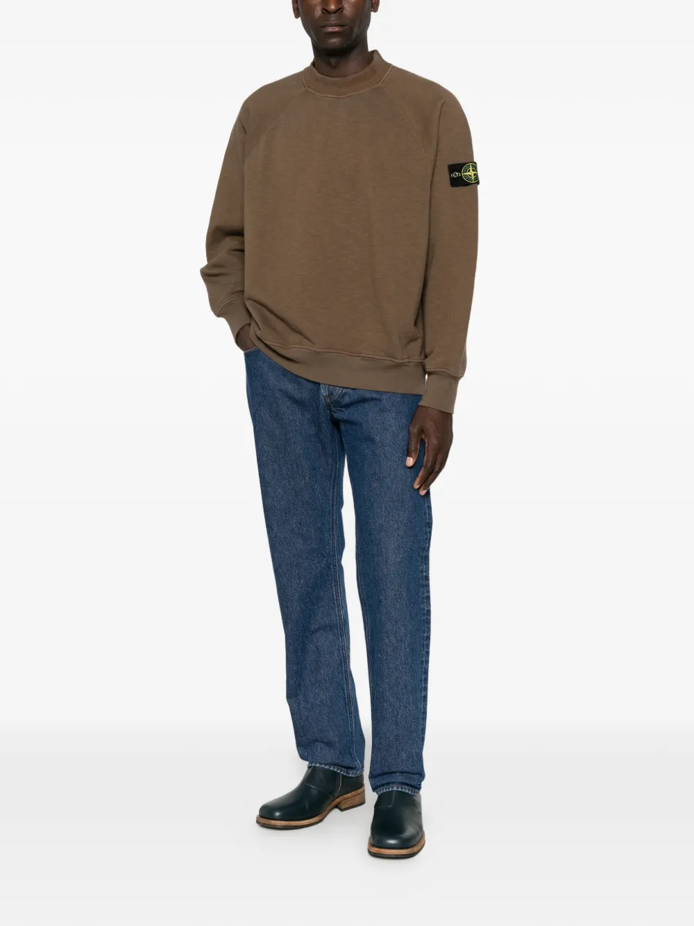 Stone Island 6100053 tubular-cotton-fleece sweatshirt Bruin