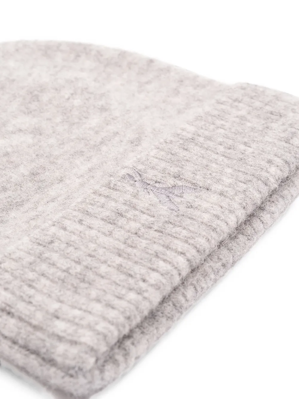 Patrizia Pepe logo-embroidered ribbed-trim beanie hat Grijs