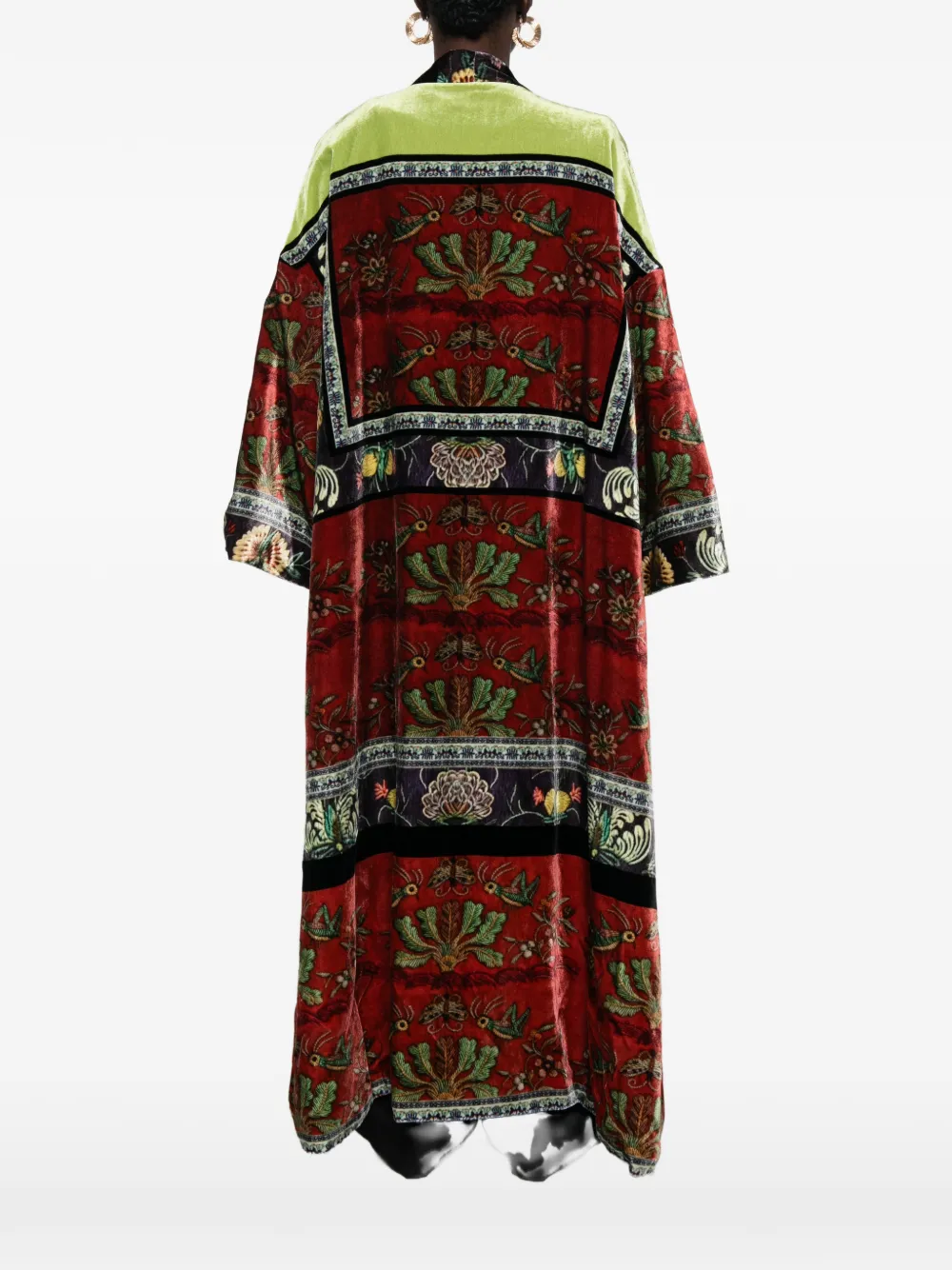 HUI MILANO Fluwelen jas met bloemen-print Rood