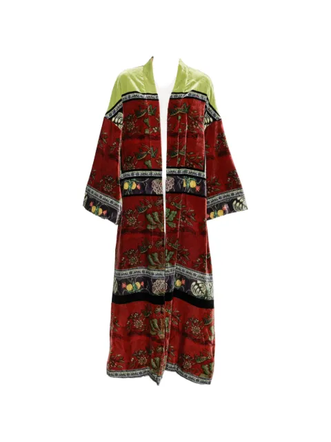 HUI MILANO floral-print velvet coat