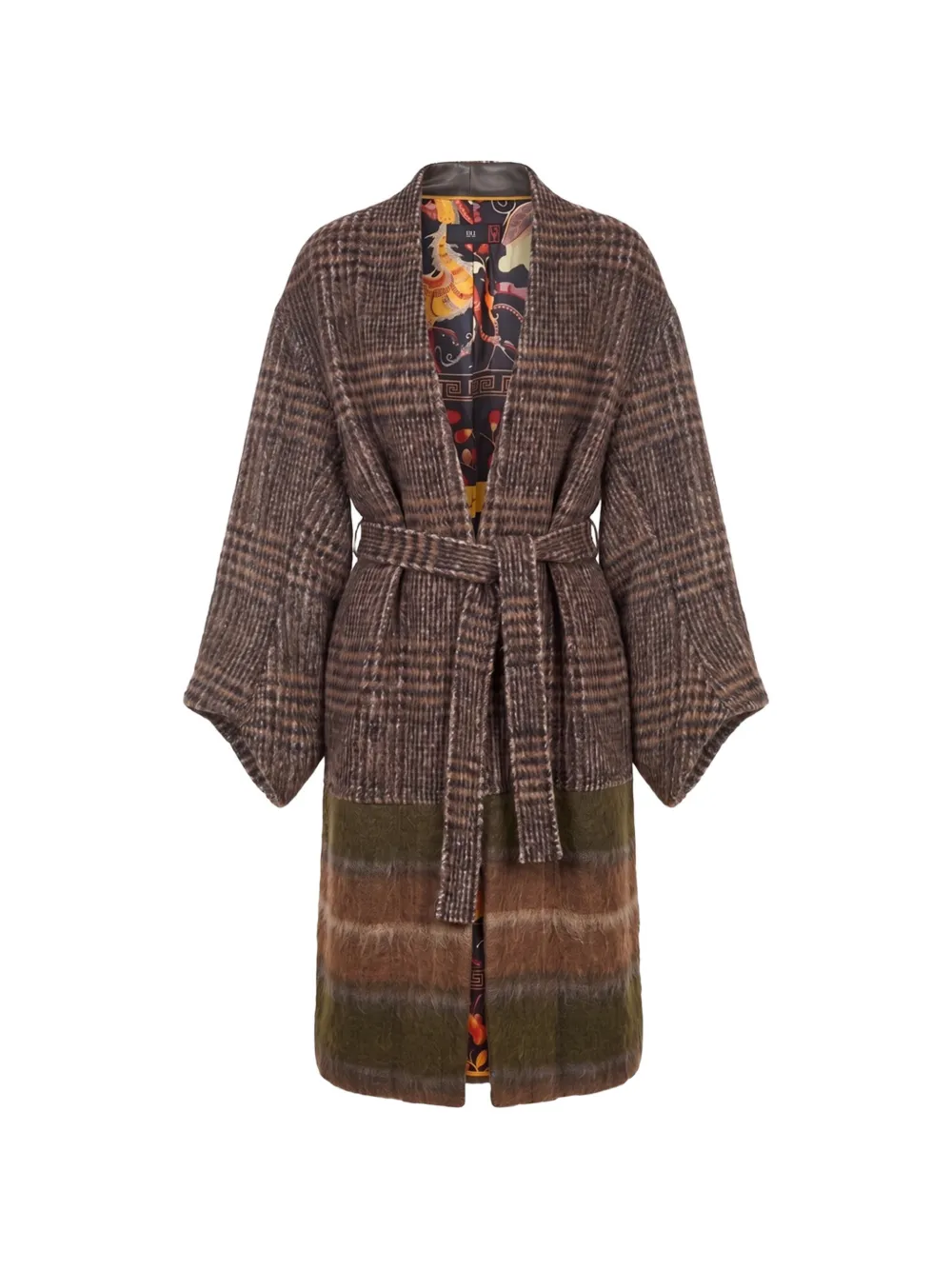 HUI MILANO checked belted cardigan - Brown