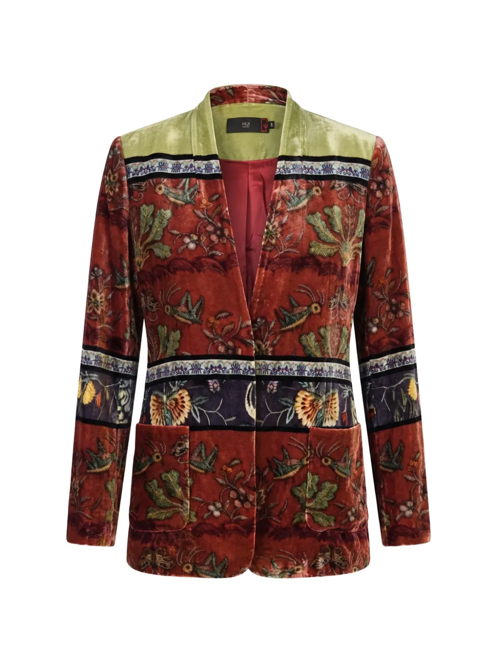 HUI MILANO floral-print velvet jacket - Rosso