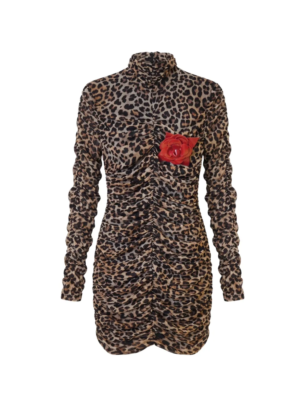 Blumarine leopard-print ruched mini dress - Marrone