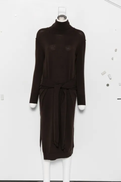 Su tie-waist roll-neck midi dress