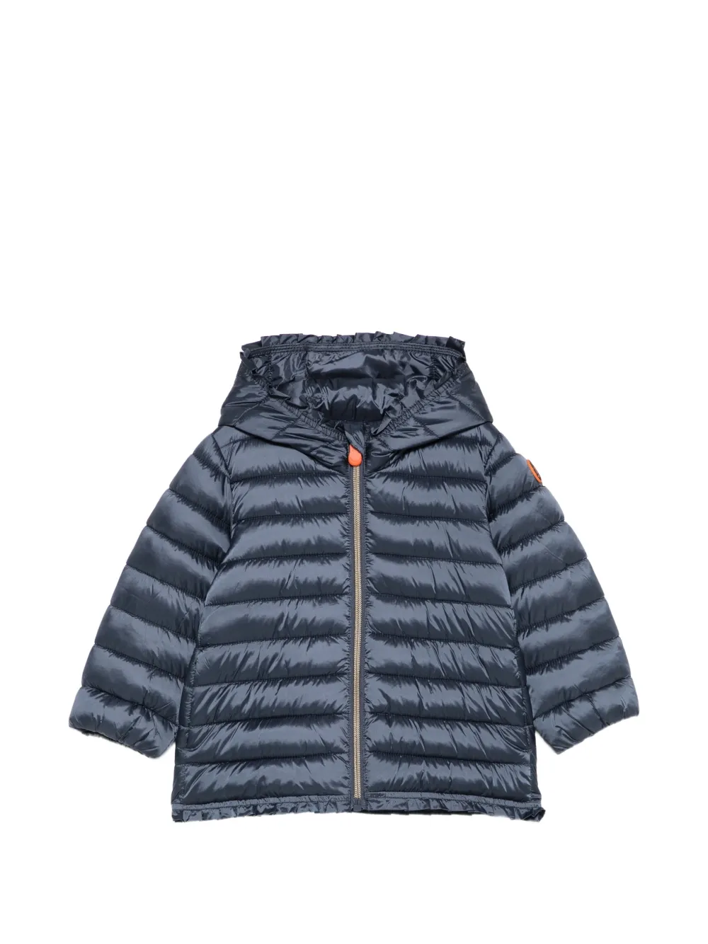 Save The Duck Kids Gewatteerd jack met capuchon en ruches Blauw