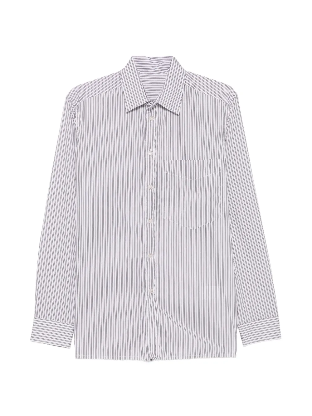 Nine In The Morning vertical-stripe chest-pocket shirt - White