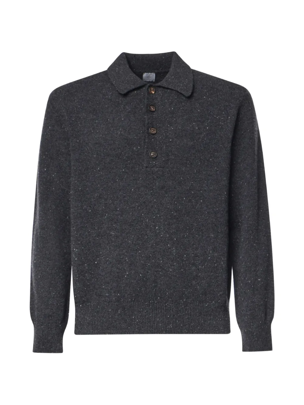 Eleventy flecked-knit merino-wool polo shirt - Grigio