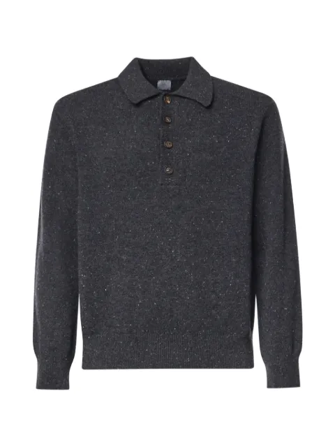 Eleventy flecked-knit merino-wool polo shirt